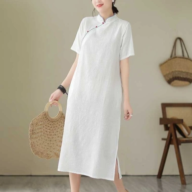 Đầm chữ A retro vải lanh jacquard cotton cổ đứng cải tiến, vừa tay, mát mẻ mùa hè - Giá chỉ 398.333₫ 10 Đầm chữ A retro vải lanh jacquard cotton cổ đứng cải tiến, vừa tay, mát mẻ mùa hè - Giá chỉ 398.333₫ 10