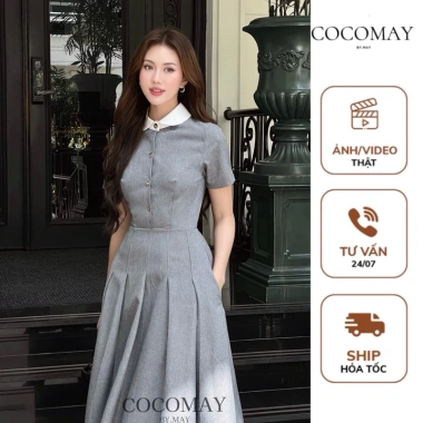 Đầm Cổ Sơ Mi Sen Đức Xếp Li Maxi Thanh Lịch Tay Ngắn Nữ Tính Dây Thắt Lưng Giá 680.000 VND