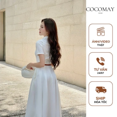 Đầm Cổ Sơ Mi Sen Đức Xếp Li Maxi Thanh Lịch Tay Ngắn Nữ Tính Dây Thắt Lưng Giá 680.000 VND