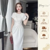 Đầm cổ tròn tay hến phủ vai hoa ngực ôm body dáng bút chì dài chất tuyết mưa - công sở, dự tiệc - giảm giá 352k/289k 5