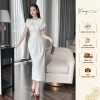 Đầm cổ tròn tay hến phủ vai hoa ngực ôm body dáng bút chì dài chất tuyết mưa - công sở, dự tiệc - giảm giá 352k/289k 10