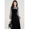 Đầm cổ tròn yếm đen chất chéo Ý, len lông thỏ mềm mịn, thanh lịch thu đông - Giá chỉ 239.000đ 5