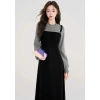 Đầm cổ tròn yếm đen chất chéo Ý, len lông thỏ mềm mịn, thanh lịch thu đông - Giá chỉ 239.000đ 7
