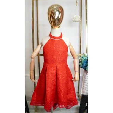 Đầm cổ yếm bé gái dáng đuôi cá sang trọng, hở lưng nhẹ, form tiệc 15‑55kg