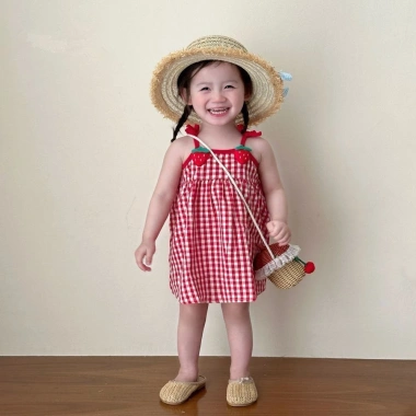 Đầm công chúa bé 0-3Y dâu dây mùa hè thoáng khí sang trọng, chỉ 181k