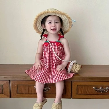 Đầm công chúa bé 0-3Y dâu dây mùa hè thoáng khí sang trọng, chỉ 181k