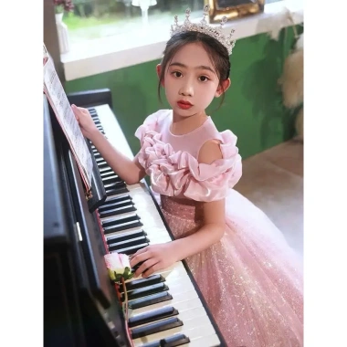 Đầm công chúa bé gái - Váy hồng dài kim lấp lánh 8-47kg, giảm còn 297.000₫