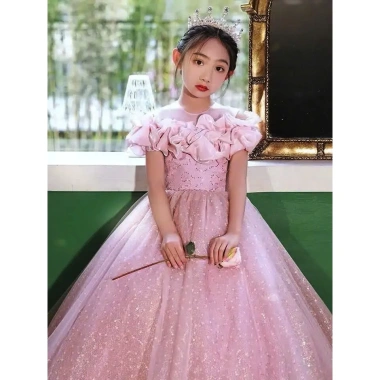 Đầm công chúa bé gái - Váy hồng dài kim lấp lánh 8-47kg, giảm còn 297.000₫
