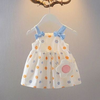 Đầm công chúa dây Cotton bé 0-3 tuổi mùa hè, thoáng khí, nhiệt đới, giá 163.044₫