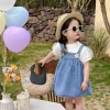 Đầm công chúa denim 0-3 tuổi mùa hè, suspender thoáng khí, nhẹ mát