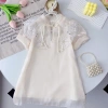 Đầm công chúa qipao Trung Hoa cài nút, đính ngọc trai, mùa hè cho bé gái 2-7 tuổi 9