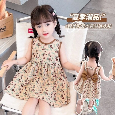 Đầm công chúa vintage hoa không tay bé 0-3Y mùa hè thoáng khí combo phong cách 2