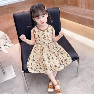 Đầm công chúa vintage hoa không tay bé 0-3Y mùa hè thoáng khí combo phong cách 4