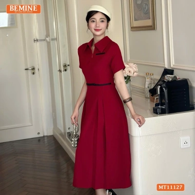 Đầm công sở BEMINE cổ đức, khóa kéo trước, dáng chữ A, giảm giá 289k