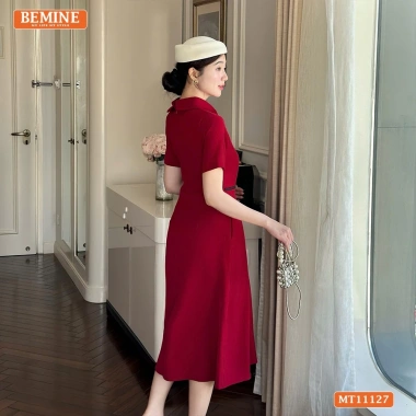 Đầm công sở BEMINE cổ đức, khóa kéo trước, dáng chữ A, giảm giá 289k
