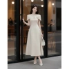 Đầm công sở cao cấp dáng dài màu kem - Cape vai hoa sang trọng, tôn dáng thanh lịch, giảm còn 632.880₫ 8