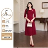 Đầm công sở CITI MODE FASHION đỏ chân A xếp ly lệch, tag cài - 499.000₫