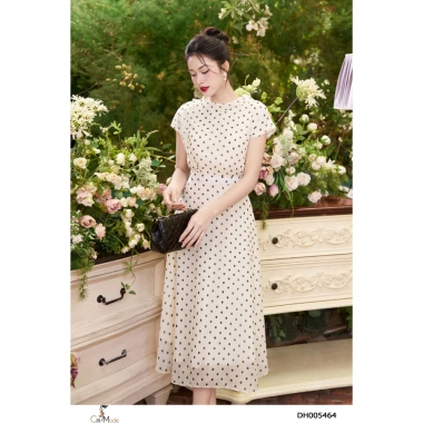 Đầm công sở CITI MODE FASHION xòe chấm bi cổ đổ tay chờm - Giá chỉ 495.000₫