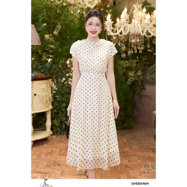 Đầm công sở CITI MODE FASHION xòe chấm bi cổ đổ tay chờm - Giá chỉ 495.000₫