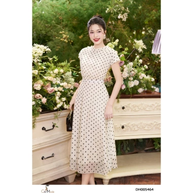 Đầm công sở CITI MODE FASHION xòe chấm bi cổ đổ tay chờm - Giá chỉ 495.000₫
