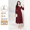 Đầm công sở CITI MODE FASHION xòe dạ đỏ giả set, cổ phối nơ cách điệu - DH5.790