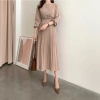 Đầm công sở cổ tròn dài chân xếp ly thắt eo Hàn Quốc - Giá ưu đãi 385.000₫ 2