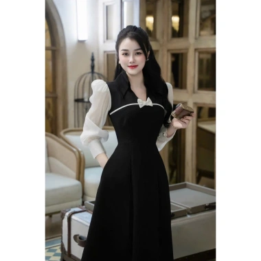 Đầm công sở Hera áo dài tay đính nơ ngực - Thiết kế sang trọng, giá chỉ 349.000₫