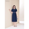 Đầm công sở LALULILL dáng A nhẹ, tay cộc, cổ tròn, xi tuýt co giãn - Giá chỉ 469.000đ 4