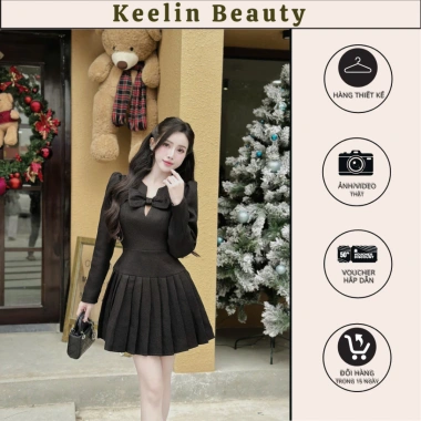 Đầm công sở tay dài xòe cổ nơ Keelin N192 – Giá chỉ 269.000₫, giảm tới 20%