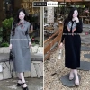 Đầm công sở thu đông dài tay cổ sơ mi cài cúc mix khăn lụa điệu đà, váy thời trang X604 215.000₫