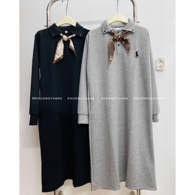 Đầm công sở thu đông dài tay cổ sơ mi cài cúc mix khăn lụa điệu đà, váy thời trang X604 215.000₫ 3