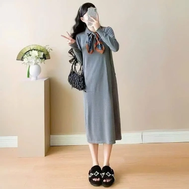 Đầm công sở thu đông dài tay cổ sơ mi cài cúc mix khăn lụa điệu đà, váy thời trang X604 215.000₫ 4