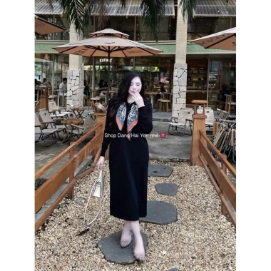 Đầm công sở thu đông dài tay cổ sơ mi cài cúc mix khăn lụa điệu đà, váy thời trang X604 215.000₫ 10