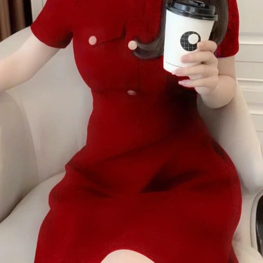 Đầm công sở trung niên TEA NA VD016 - Váy phối nút thanh lịch, gọn nhẹ, phong cách dân phòng, 145.000 VND
