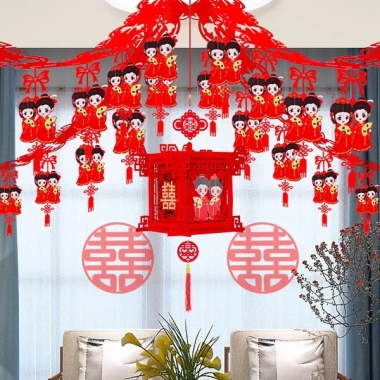 Đám Cưới: Dây Treo Chữ HỶ ĐỎ, Lồng Đèn Chữ PHÚC - Trang Trí Đá M CuỲ, Giá 37.200 VND