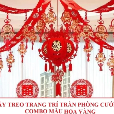 Đám Cưới: Dây Treo Chữ HỶ ĐỎ, Lồng Đèn Chữ PHÚC - Trang Trí Đá M CuỲ, Giá 37.200 VND