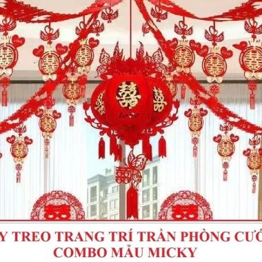 Đám Cưới: Dây Treo Chữ HỶ ĐỎ, Lồng Đèn Chữ PHÚC - Trang Trí Đá M CuỲ, Giá 37.200 VND