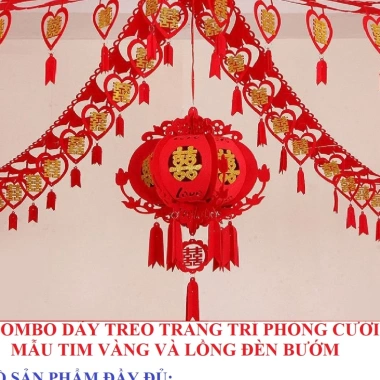Đám Cưới: Dây Treo Chữ HỶ ĐỎ, Lồng Đèn Chữ PHÚC - Trang Trí Đá M CuỲ, Giá 37.200 VND