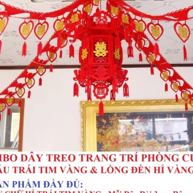Đám Cưới: Dây Treo Chữ HỶ ĐỎ, Lồng Đèn Chữ PHÚC - Trang Trí Đá M CuỲ, Giá 37.200 VND