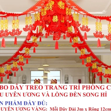Đám Cưới: Dây Treo Chữ HỶ ĐỎ, Lồng Đèn Chữ PHÚC - Trang Trí Đá M CuỲ, Giá 37.200 VND