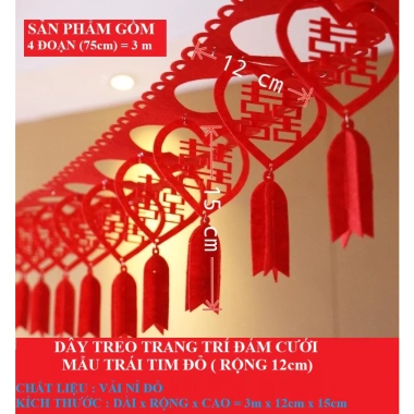 Đám Cưới: Dây Treo Chữ HỶ ĐỎ, Lồng Đèn Chữ PHÚC - Trang Trí Đá M CuỲ, Giá 37.200 VND