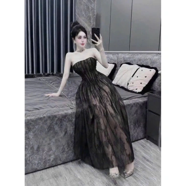 Đầm cúp ngực phối ren dáng dài, tôn dáng thanh lịch, giảm còn 255k - Minnie Shop