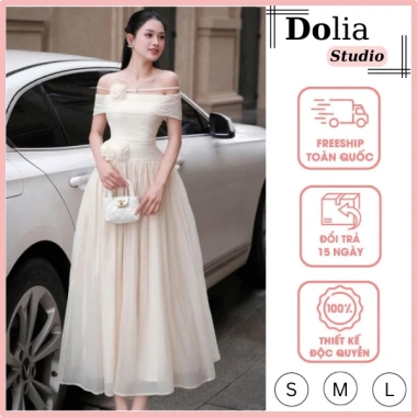 đầm dạ hội Katty trễ vai dài xòe sang trọng, váy dự tiệc cao cấp tôn dáng, chỉ 385k