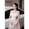 đầm dạ hội Katty trễ vai dài xòe sang trọng, váy dự tiệc cao cấp tôn dáng, chỉ 385k 4