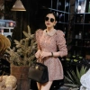 Đầm Dạ Tweed Tay Phồng Cổ Đính Đá Sang Trọng - Váy Tiểu Thư Thu Đông Noel Tết, Ảnh Thật, Loại 1, Giá 445k 2