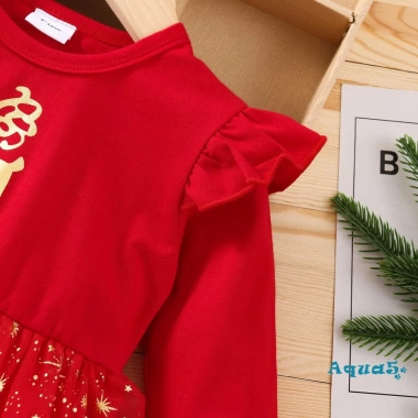 Đầm dài tay cổ tròn họa tiết ngôi sao, băng đô xinh xắn cho bé gái 3 tháng - 162.000 VND
