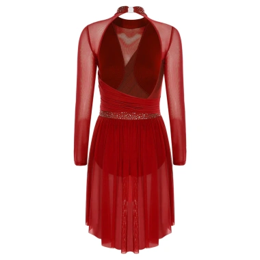 Đầm dài tay lấp lánh kim cương Nyeemya Nữ – Leotard ruched, thiết kế khiêu vũ
