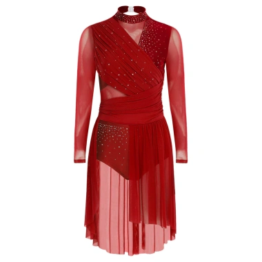 Đầm dài tay lấp lánh kim cương Nyeemya Nữ – Leotard ruched, thiết kế khiêu vũ 6 Đầm dài tay lấp lánh kim cương Nyeemya Nữ – Leotard ruched, thiết kế khiêu vũ 6