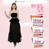 Đầm Dáng Dài La Rosa S1.039 – Áo Dài Tay Xòe Đai Eo Bật, Chân Váy Xếp Li Nhẹ, 495k