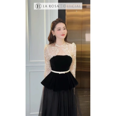 Đầm Dáng Dài La Rosa S1.039 – Áo Dài Tay Xòe Đai Eo Bật, Chân Váy Xếp Li Nhẹ, 495k